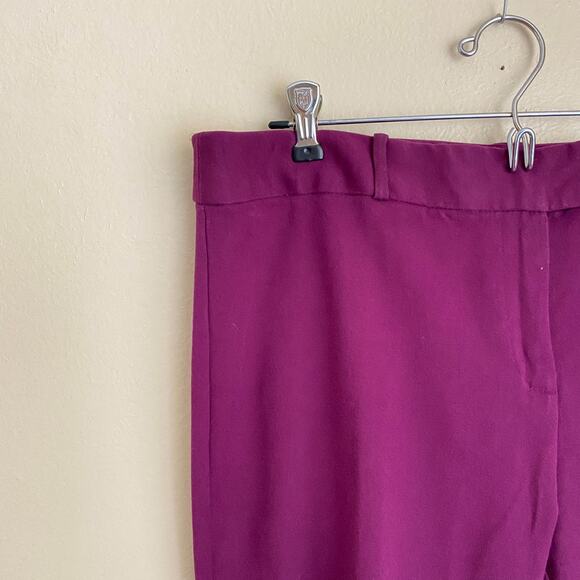 Liz Claiborne Emma Pants Size 14 Purple Plum Color Ankle Flat Front Belt Loops - Picture 3 of 7